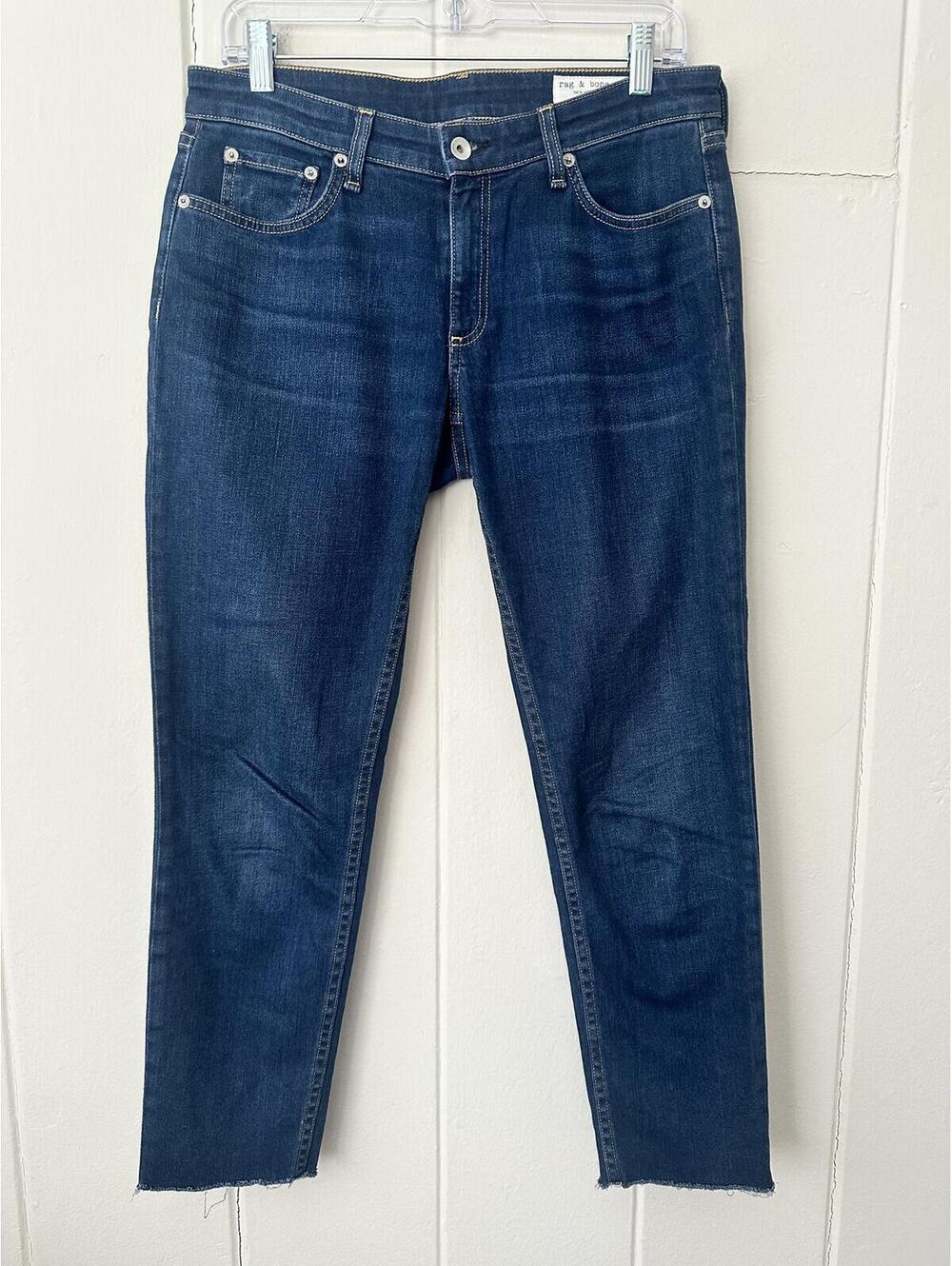 Rag & Bone Dre Low Rise Slim Boyfriend Jeans Ankle Length Frayed Hem Size 27”